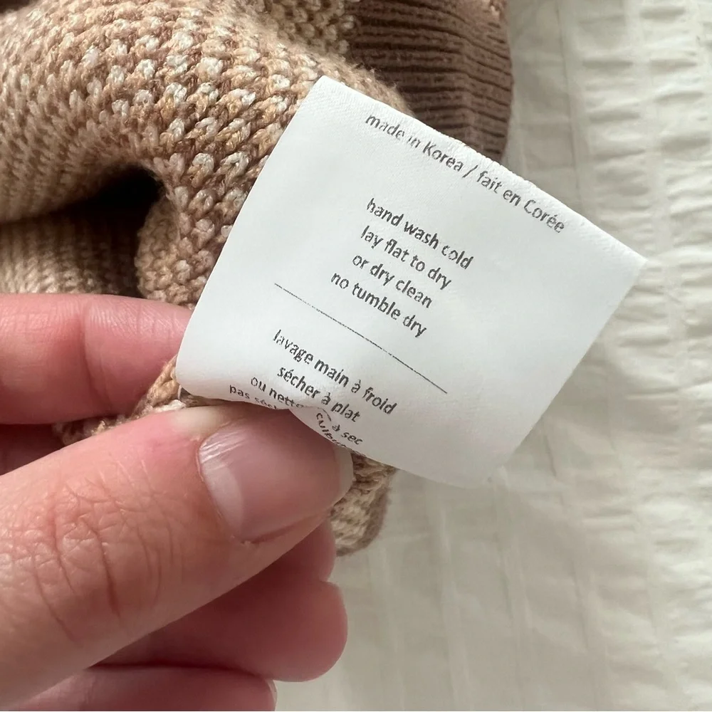 OAK + FORT Brown and Cream Polo Argyle Pattern Knit Sweater - Picture 5 of 7